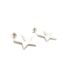 Kadın Gümüş Yassı Yıldız Küpe Büyük star 925 ayar