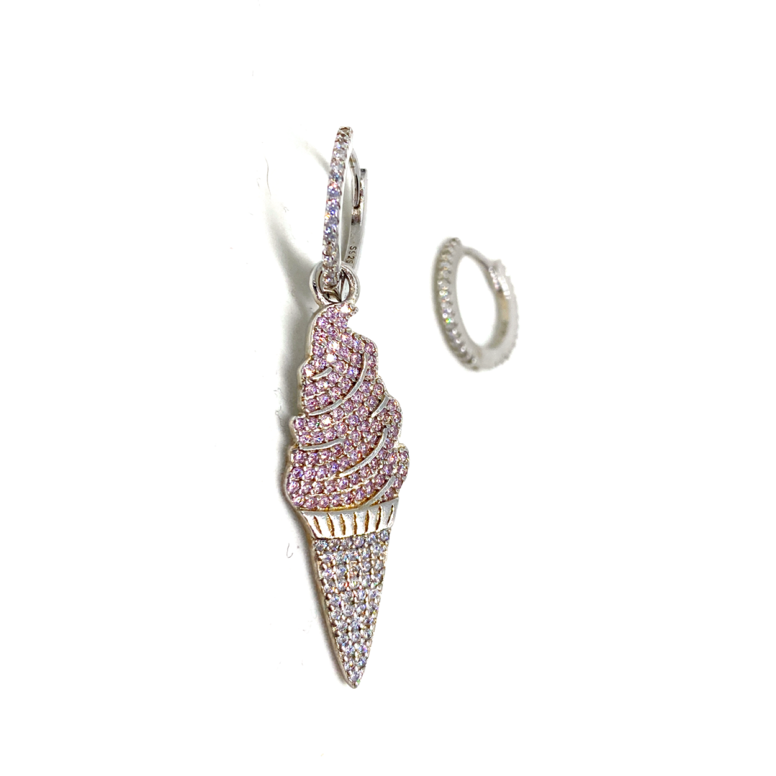 Kadın Gümüş Dondurma Küpe icecream earring 925 ayar
