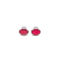 Simulated Red Paraiba Tourmaline Oval Cut Earrings