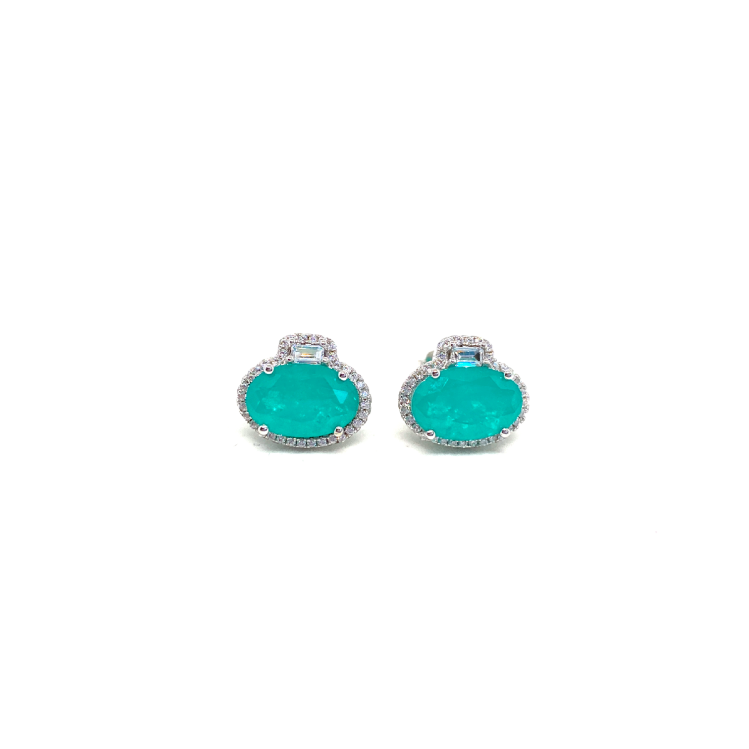 Simulated Blue Paraiba Tourmaline Oval Cut Earrings