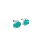 Simulated Blue Paraiba Tourmaline Oval Cut Earrings