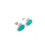 Simulated Blue Paraiba Tourmaline Oval Cut Earrings