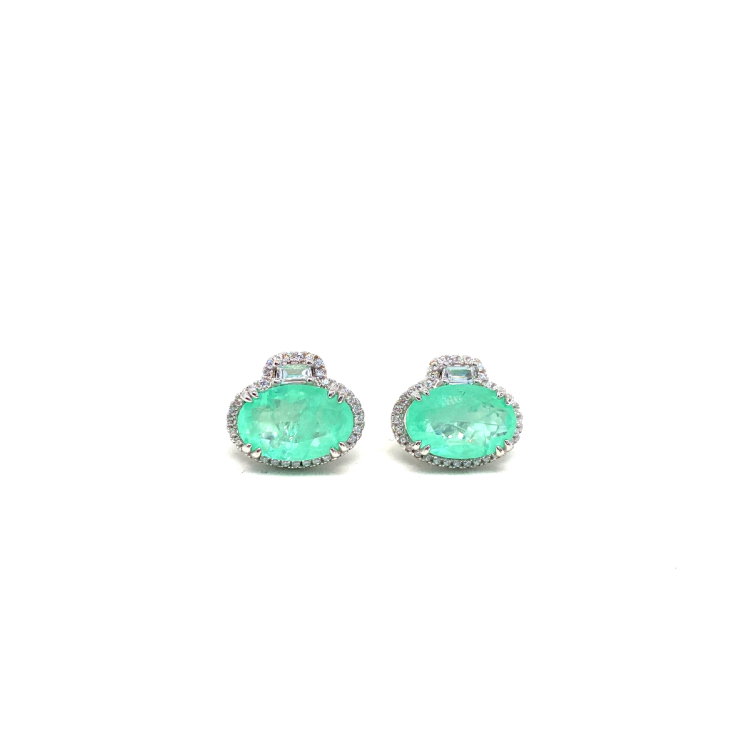 Paraiba Turmalin Küpe Mint Yeşili Oval