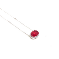 Simulated Red Paraiba Tourmaline Oval Cut Necklace