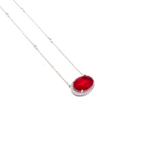 Simulated Red Paraiba Tourmaline Oval Cut Necklace