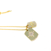 Kadın Gümüş Çift Plakalı Kutup Yıldızı Kolye Madalyon imitasyon Pırlanta Altın Görünümlü 925 ayar