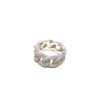 Kadın Gümüş Kalın Zincir Yüzük gurme gourmet imitasyon Pırlanta Görünümlü 925 ayar