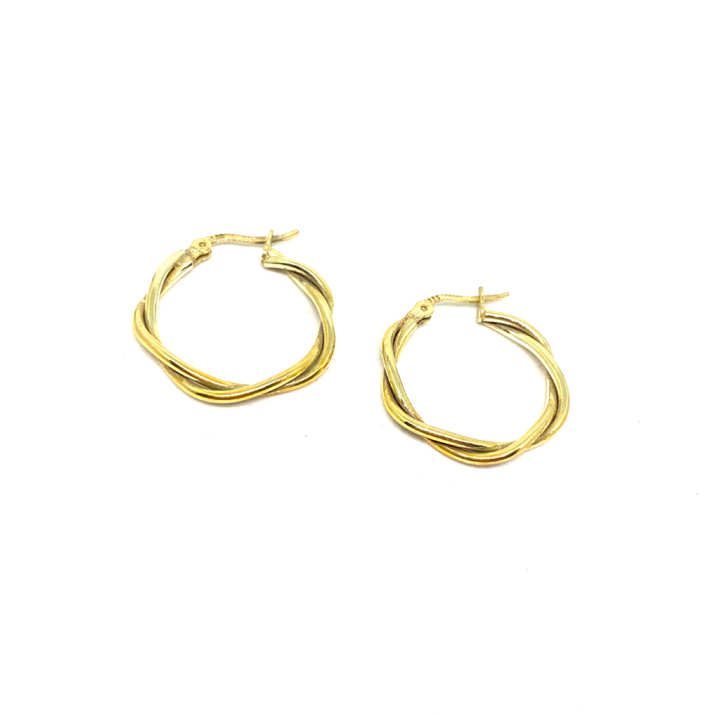 Kadın Gümüş Sarmal Halka Küpe Altın görünümlü 925 ayar gold renk