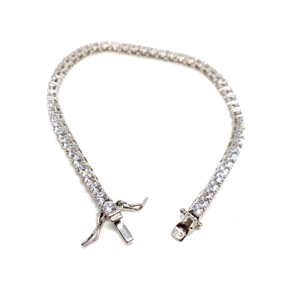 Kadın Gümüş Suyolu Bileklik 3 mm imitasyon zirkon 925 ayar