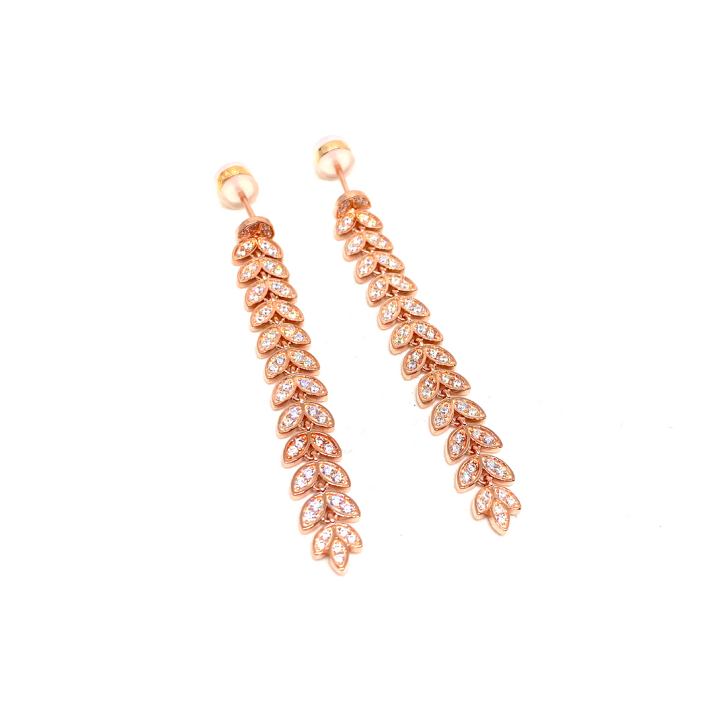 Kadın Gümüş Aşk Merdiveni Küpe Pırlanta Görünümlü imitasyon 925 ayar rose renk