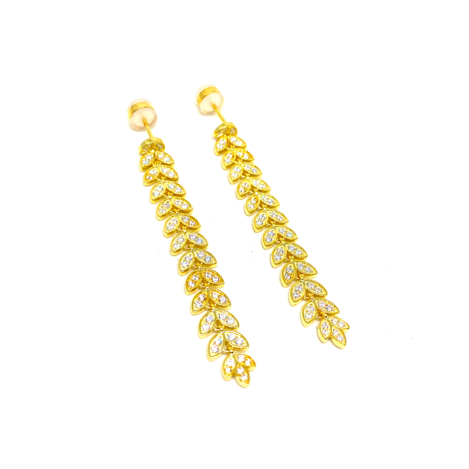 Kadın Gümüş Aşk Merdiveni Küpe Pırlanta Görünümlü imitasyon 925 ayar gold Altın Rengi