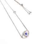 Kadın Gümüş Göz Madalyon Kolye Pırlanta Görünümlü 925 ayar