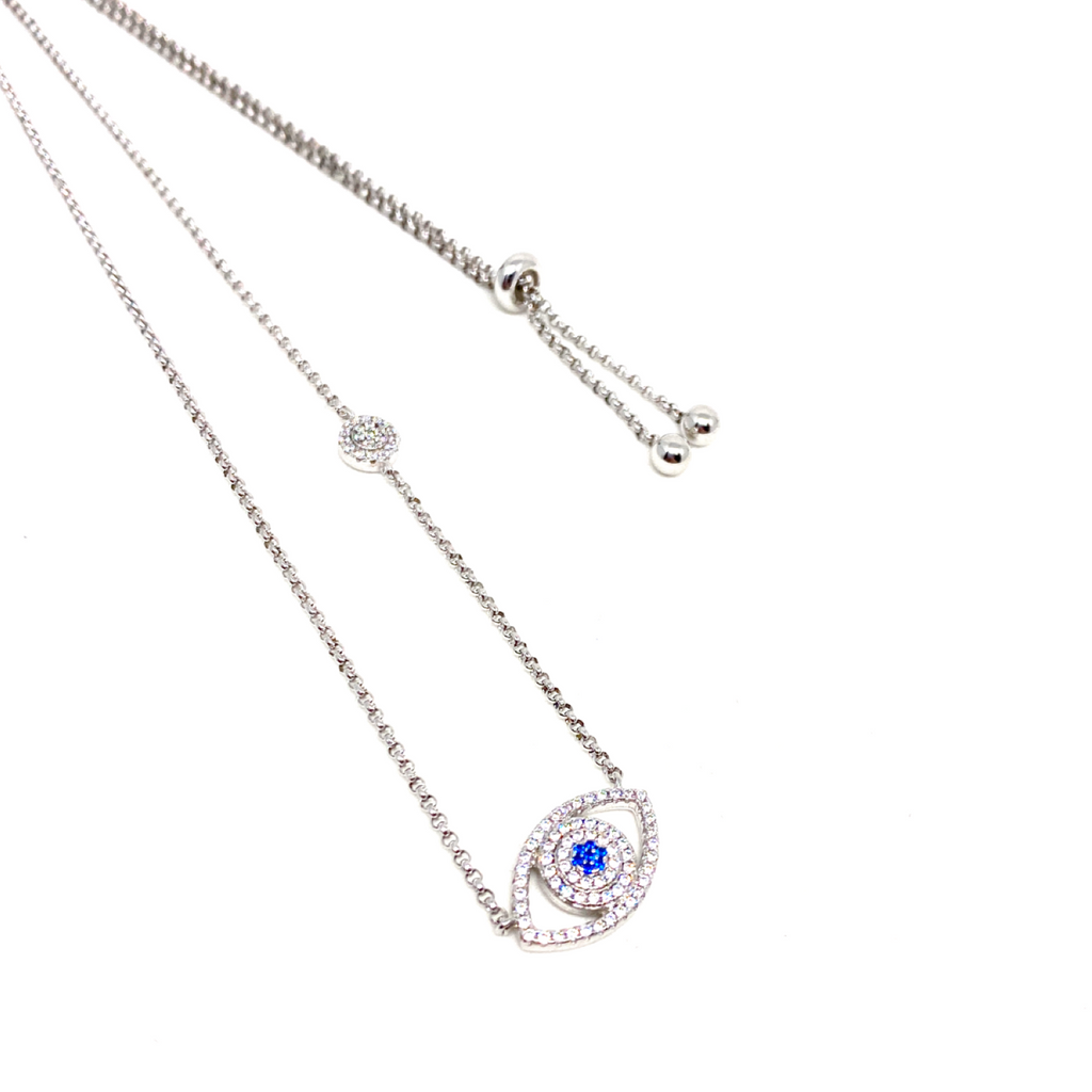 Kadın Gümüş Göz Madalyon Kolye Pırlanta Görünümlü 925 ayar