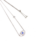 Kadın Gümüş Göz Madalyon Kolye Pırlanta Görünümlü 925 ayar