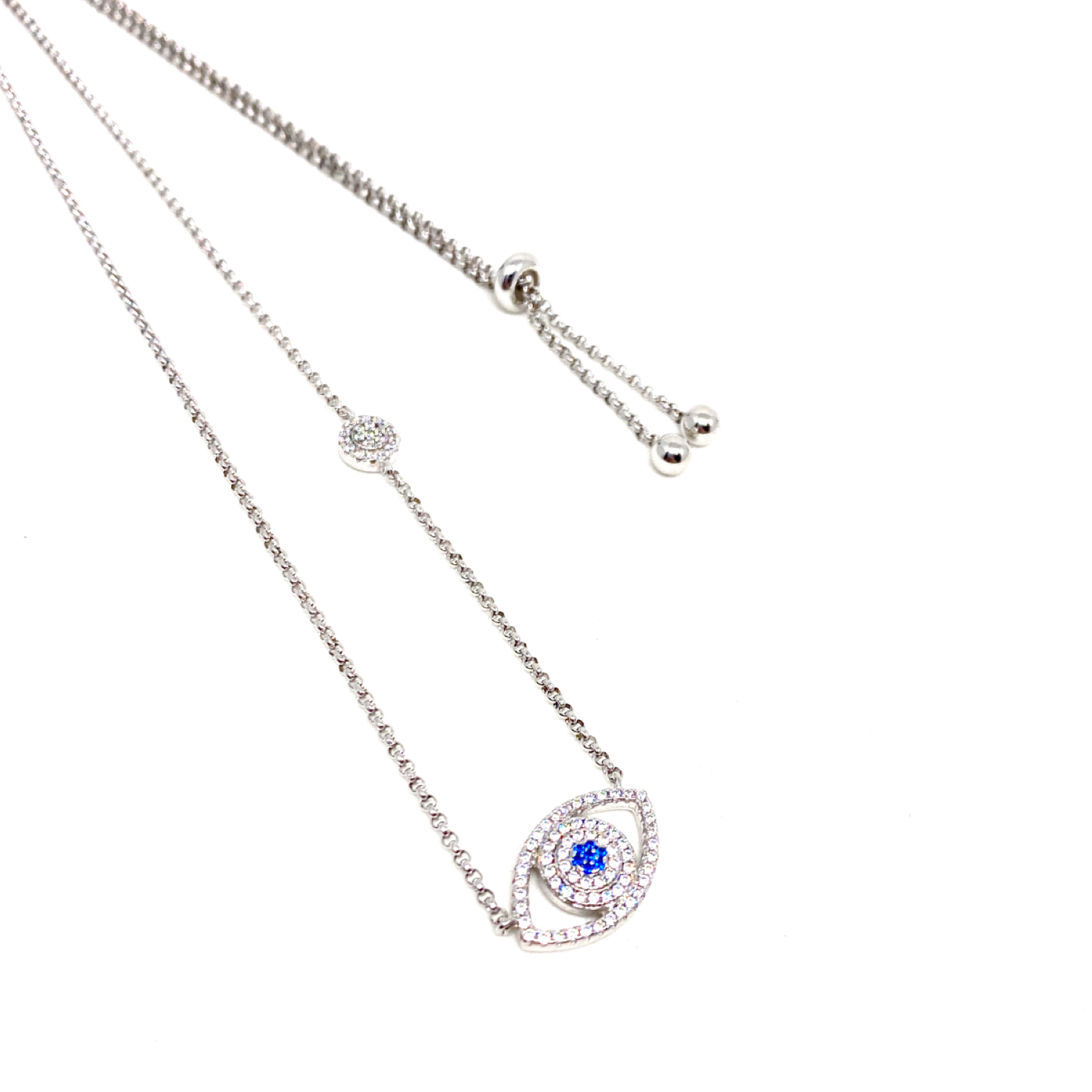 Kadın Gümüş Göz Madalyon Kolye Pırlanta Görünümlü 925 ayar