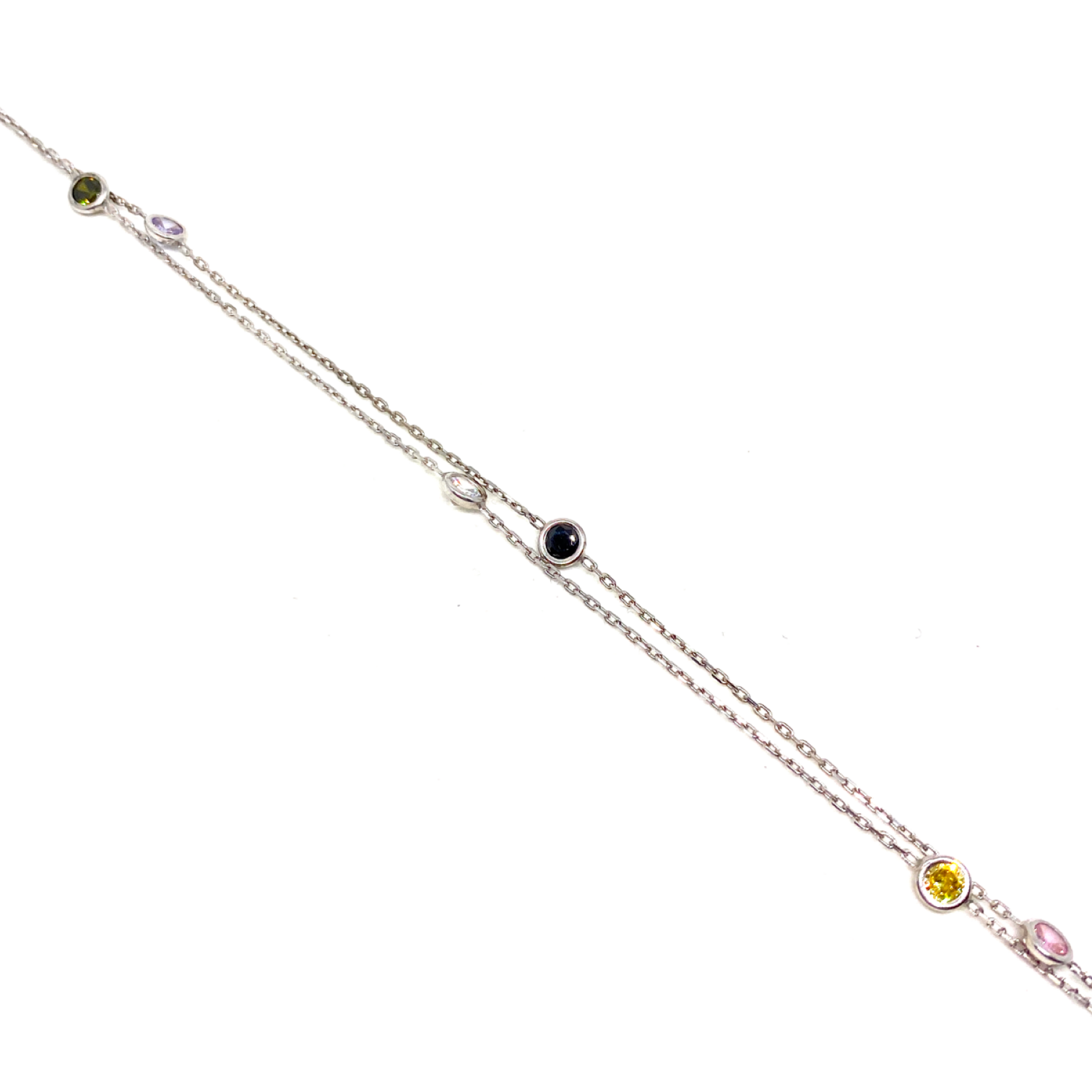 Kadın Gümüş Renkli Taşlı Uzun Zincir Kolye 925 ayar silver