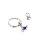 Kadın Gümüş Göz ve Ay Figürlü Asimetrik Küpe Pırlanta Görünümlü 925 ayar