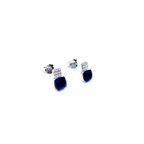 Simulated Sapphire Princess Cut Minimalist Earrings