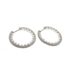 Kadın Gümüş İçi İncili Halka Küpe Büyük Boy imitasyon Pırlanta Görünümlü 925 ayar