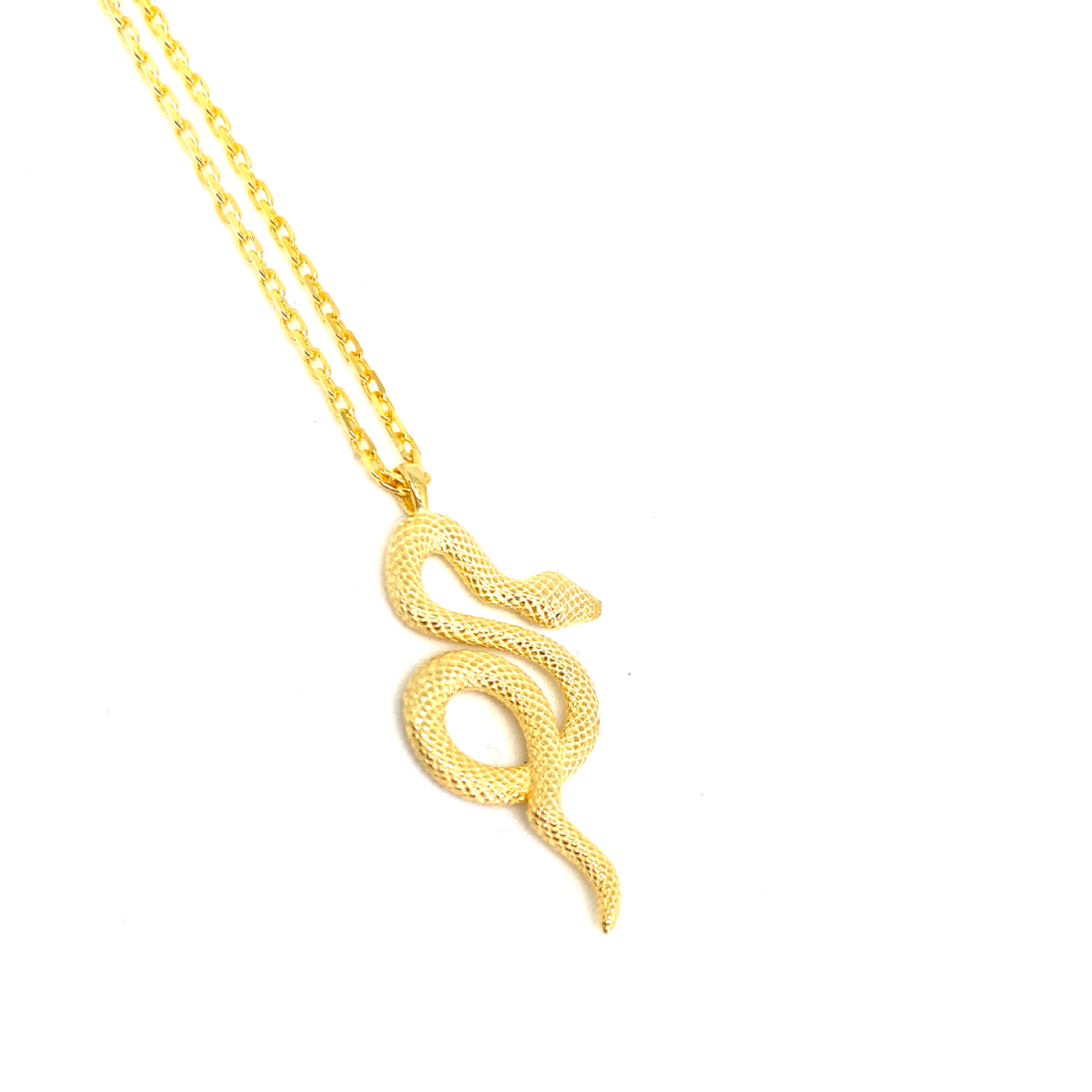 Kadın Gümüş Antik Yılan Kolye Madalyon Altın Rengi Gold 925 ayar