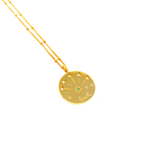 Kadın Gümüş Luck Madalyon Kolye şans Altın Görünümlü 925 ayar gold renk