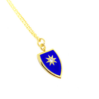 Kadın Gümüş Mineli Yıldız Kolye madalyon lacivert 925 ayar
