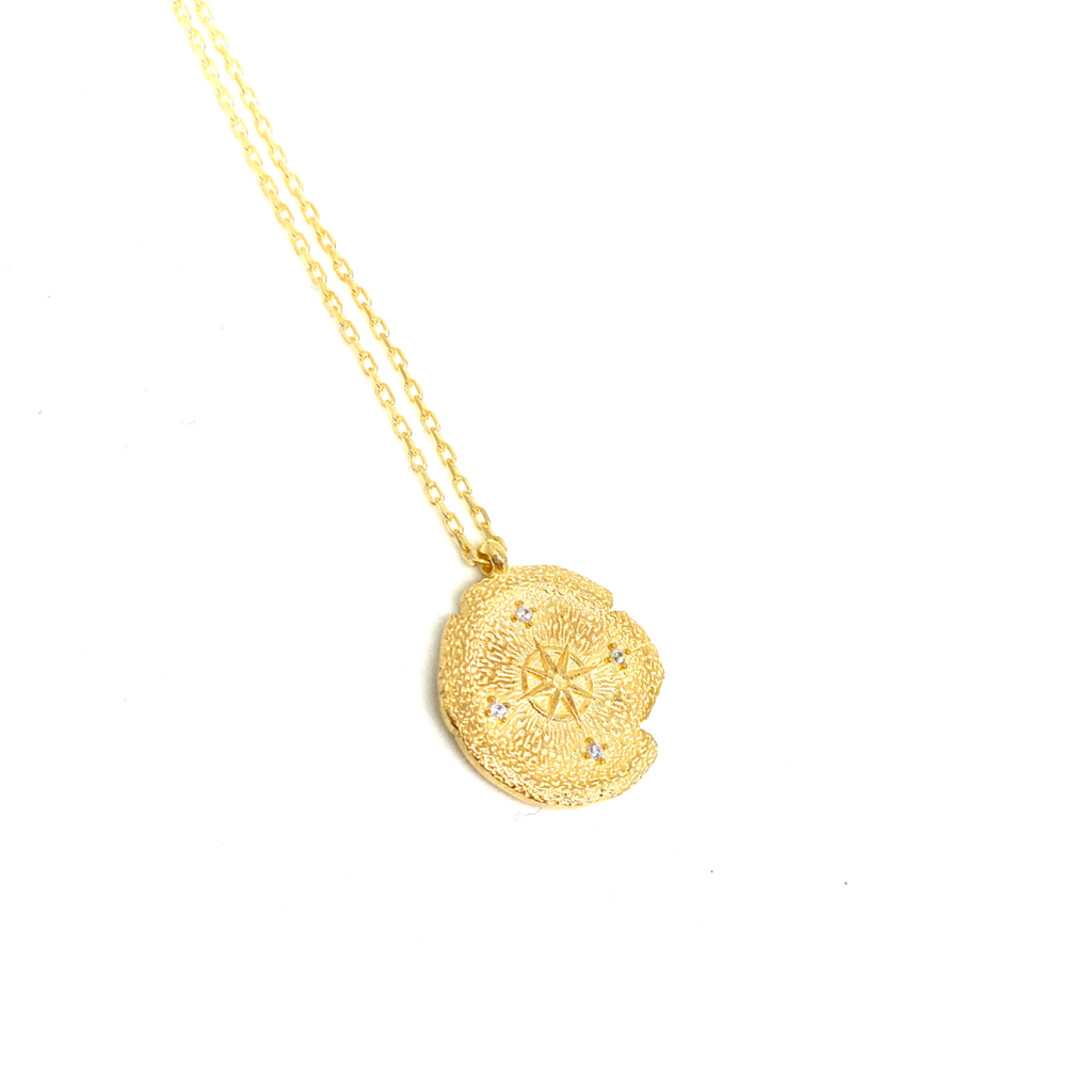Kadın Gümüş Pusula Antik Kolye vintage Altın Görünümlü 925 ayar gold renk