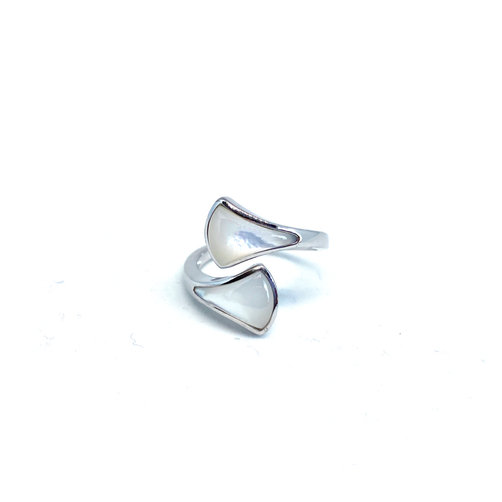 Kadın Gümüş Sedefli Sarmal Yüzük yelpaze vintage 925 ayar silver