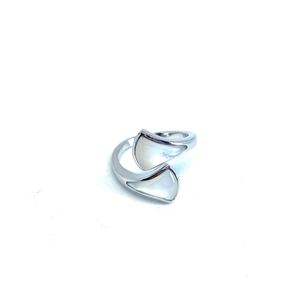 Kadın Gümüş Sedefli Sarmal Yüzük yelpaze vintage 925 ayar silver