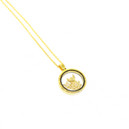 Kadın Gümüş Ay, Güneş, Yıldız Figürlü Kolye Cam Madalyon 925 ayar gold Altın rengi
