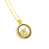 Kadın Gümüş Ay, Güneş, Yıldız Figürlü Kolye Cam Madalyon 925 ayar gold Altın rengi