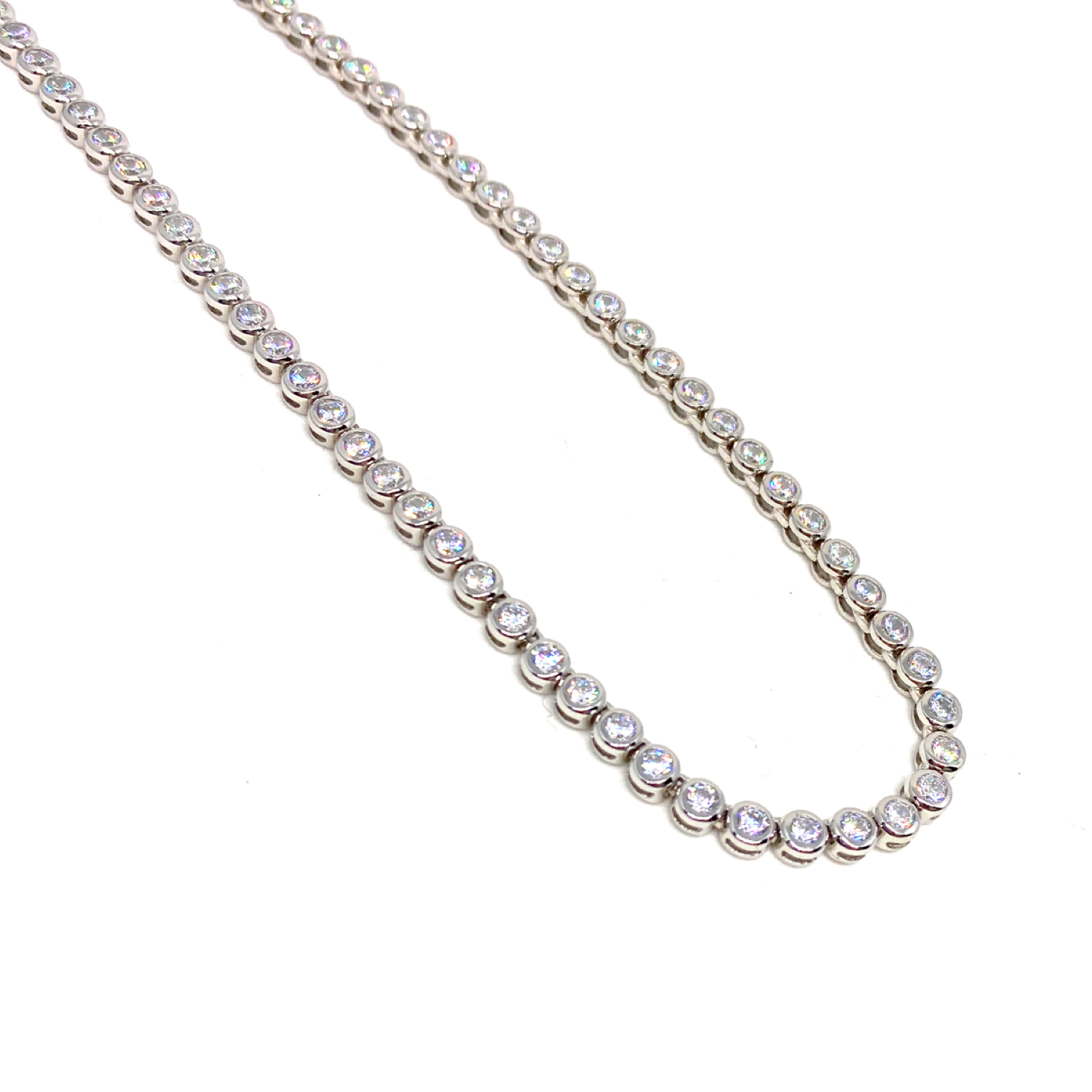 Kadın Gümüş Yuvarlak Suyolu Kolye su yolu  imitasyon Pırlanta Görünümlü 925 ayar