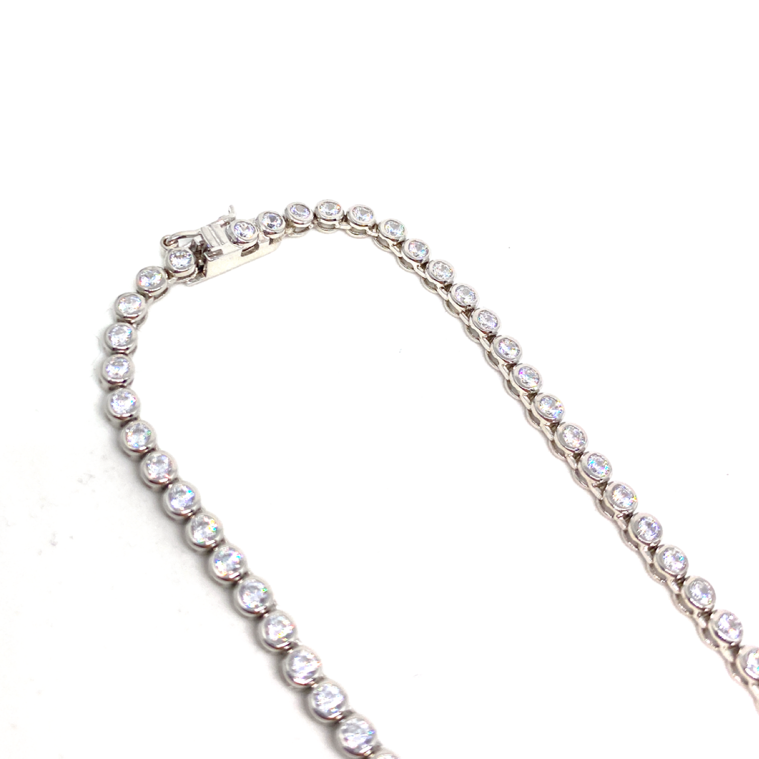 Kadın Gümüş Yuvarlak Suyolu Kolye su yolu imitasyon Pırlanta Görünümlü 925 ayar