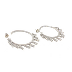 Kadın Gümüş Baget Taşlı Shakira Halka Küpe imitasyon Pırlanta Görünümlü 925 ayar