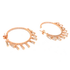 Kadın Gümüş Baget Taşlı Shakira Halka Küpe imitasyon Pırlanta Görünümlü 925 ayar rose renk