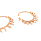 Kadın Gümüş Baget Taşlı Shakira Halka Küpe imitasyon Pırlanta Görünümlü 925 ayar rose renk