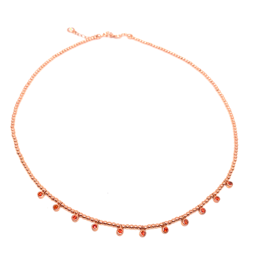 Kadın Gümüş Turuncu Taşlı Choker Kolye tasma toplu Altın Görünümlü 925 ayar