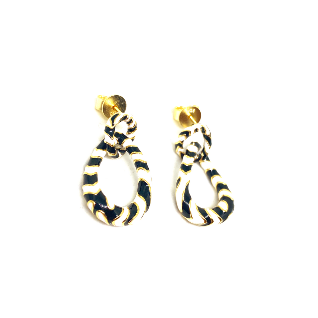 Kadın Geçmeli Zebra Mineli Küpe 925 ayar