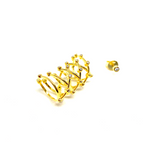 Kadın Gümüş Kafes Cuff Kıkırdak Küpe Tektaş Küpe sıkıştırmalı Takım 925 ayar gold altin rengi