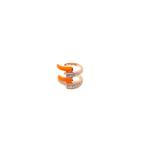 Kadın Gümüş İki Sıralı Neon Cuff sıkıştırmalı Kıkırdak Küpe imitasyon Pırlanta Görünümlü 925 ayar turuncu