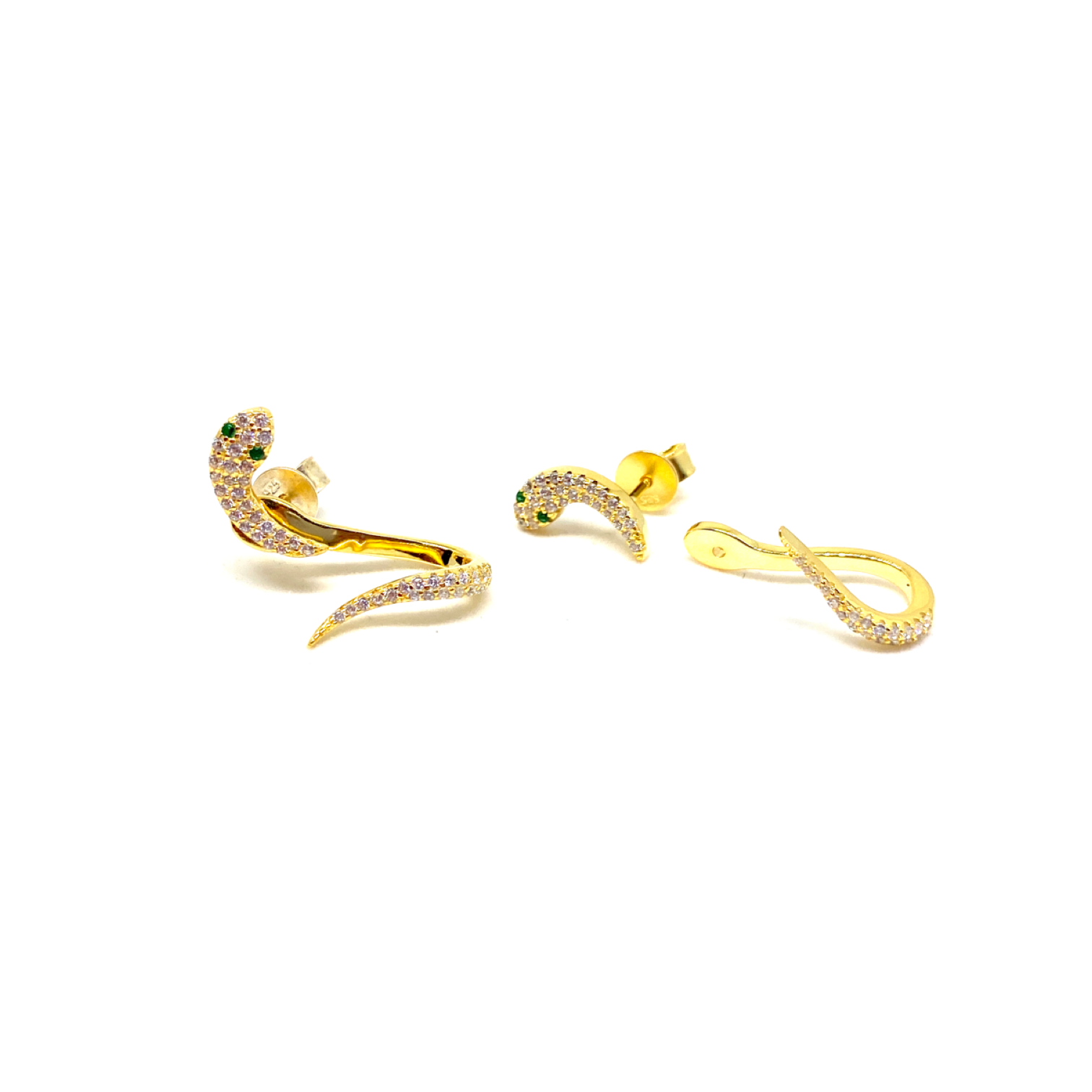 Kadın Gümüş Kuyruklu Yılan Küpe 925 ayar gold renk