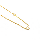 Beyaz Mineli Damla Taşlı Minimal Göz Kolye