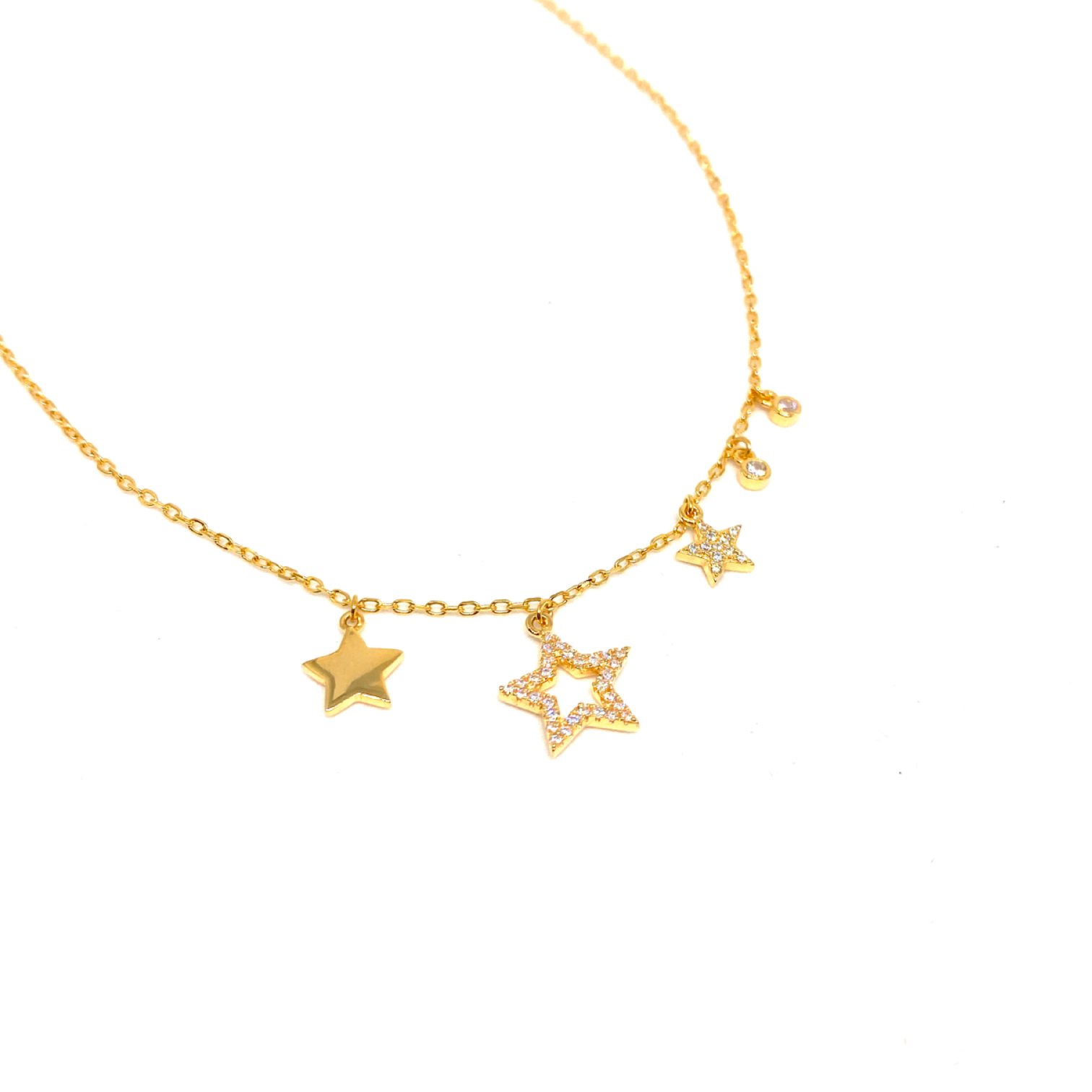 Kadın Gümüş Saçaklı Yıldız Kolye charm 925 ayar gold