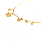 Kadın Gümüş Saçaklı Yıldız Kolye charm 925 ayar gold