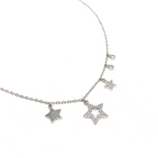 Kadın Gümüş Saçaklı Yıldız Kolye charm 925 ayar silver