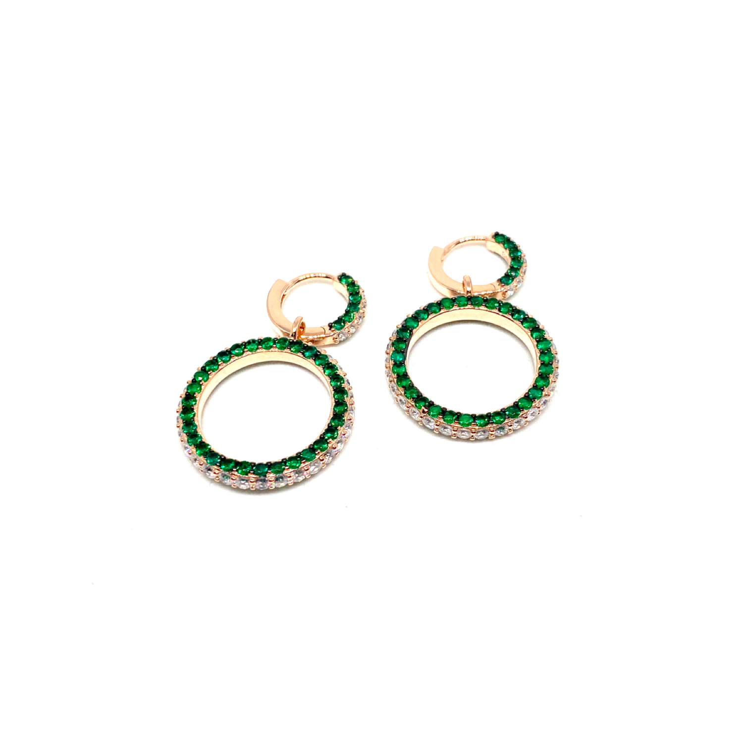 Kadın Gümüş Yan Yüzü Taşlı Sallantılı Halka Küpe imitasyon zümrüt Pırlanta Görünümlü 925 ayar