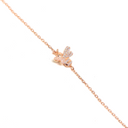 Kadın Gümüş Üç Boyutlu Arı Bileklik ince minimal Taşlı Altın Görünümlü 925 ayar rose