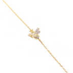 Kadın Gümüş Üç Boyutlu Arı Bileklik ince minimal Taşlı Altın Görünümlü 925 ayar gold renk