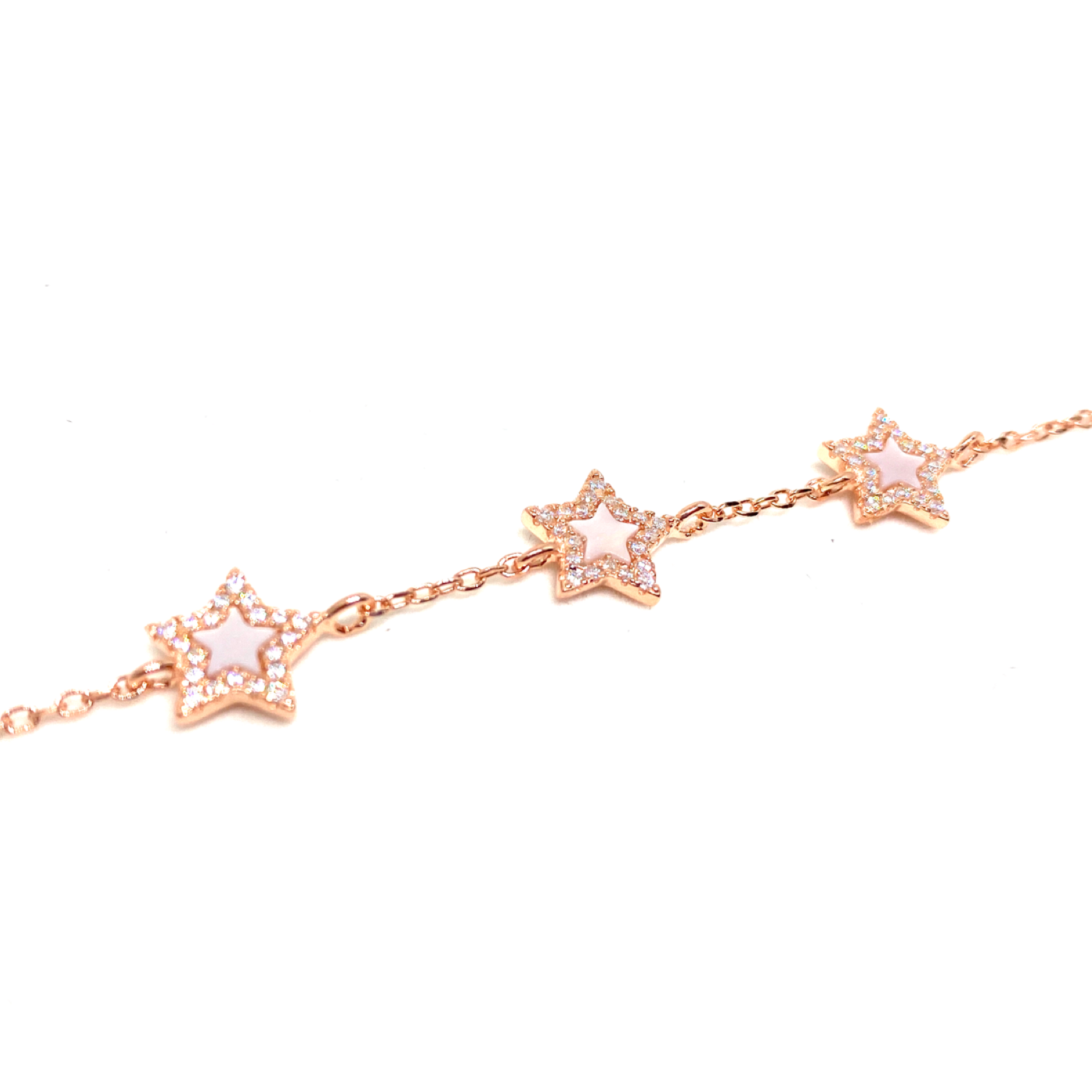 Kadın Gümüş Sedefli Yıldız Bileklik Pırlanta Altın Görünümlü imitasyon 925 ayar rose