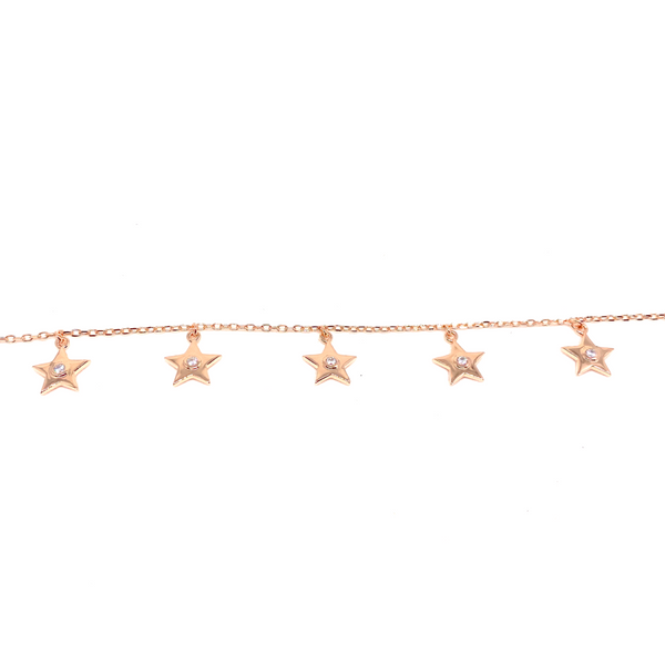 Kadın Gümüş Sallantılı Yıldız Bileklik charm imitasyon Altın Görünümlü 925 ayar